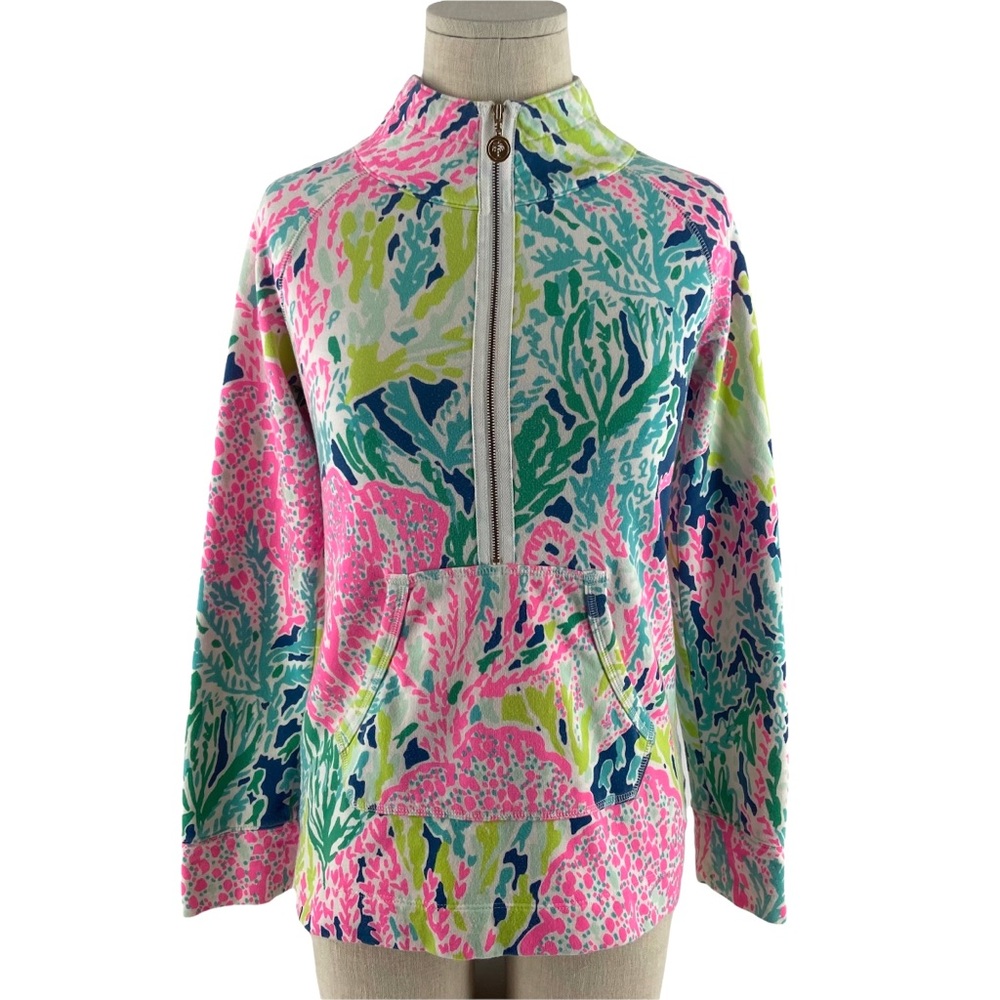 Lilly Pulitzer Skipper Popover 1/2 Zip Indigo Let’s Cha Cha Rare Vibrant Top XS